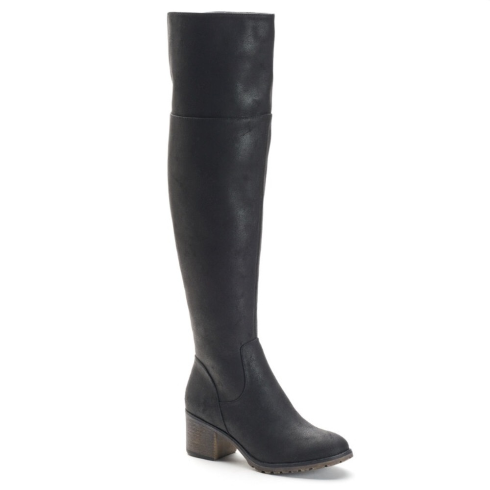 Suede black over the knee boots